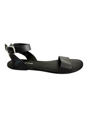 Sun + Stone Ankle Strap Flat Sandals Black Size 9